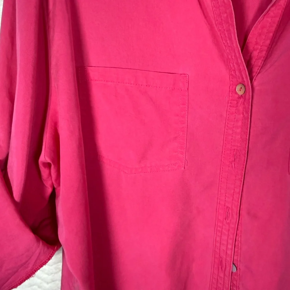 grand & greene beautiful Fuchsia Button-Front Shirt. Size large - Picture 8 of 9